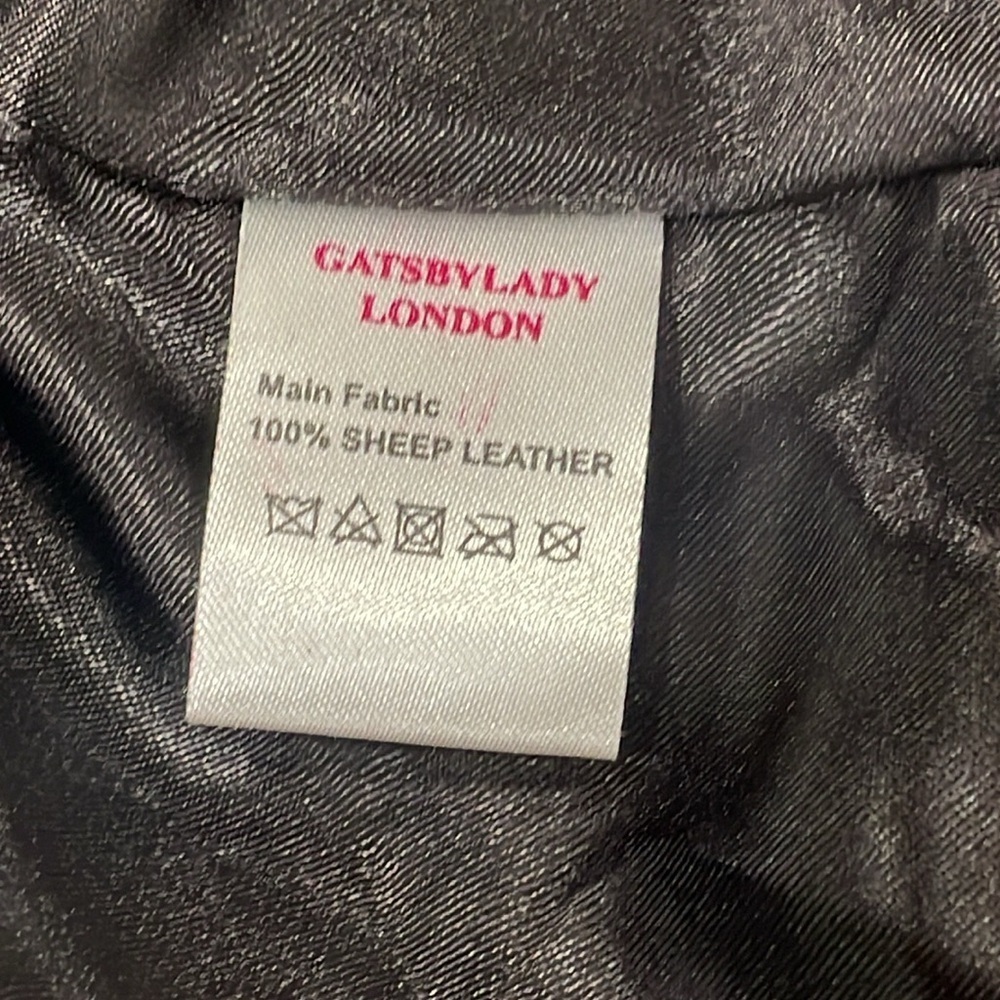GatsbyLady London Limited Edition Black 100% Lambs Leather Moto Jacket size 2 - Picture 8 of 11